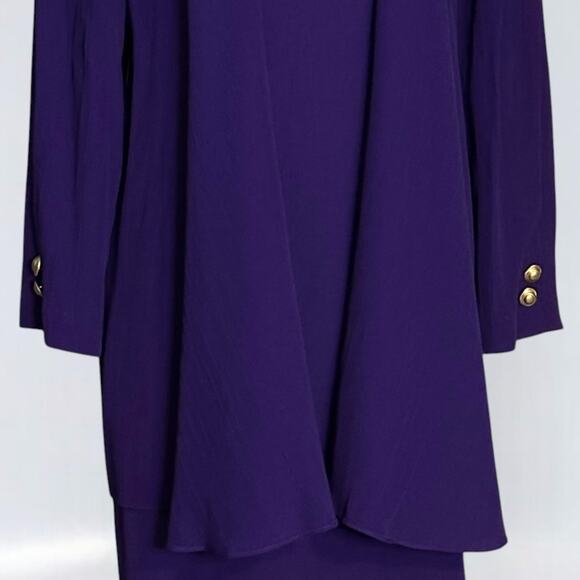 Vintage 80s Kwai Petites Purple Sheath Dress Jacket Set Sz 6 Elegant Union Made - Picture 6 of 11